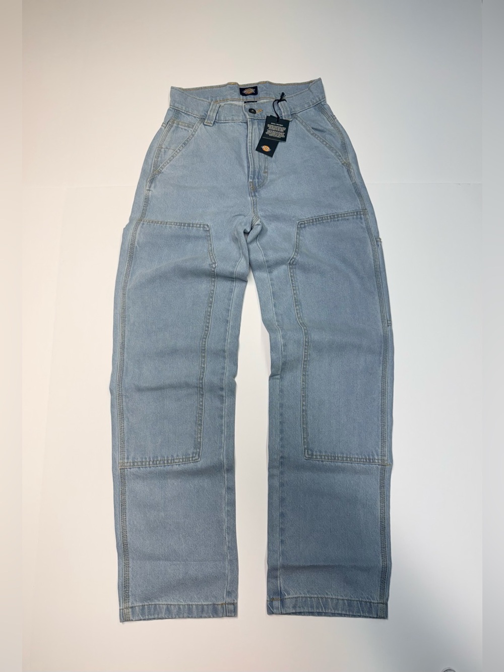 Dickies Women’s Carpenter Jeans Double Knee Denim Blue Baggy Size 26R X31 NWT